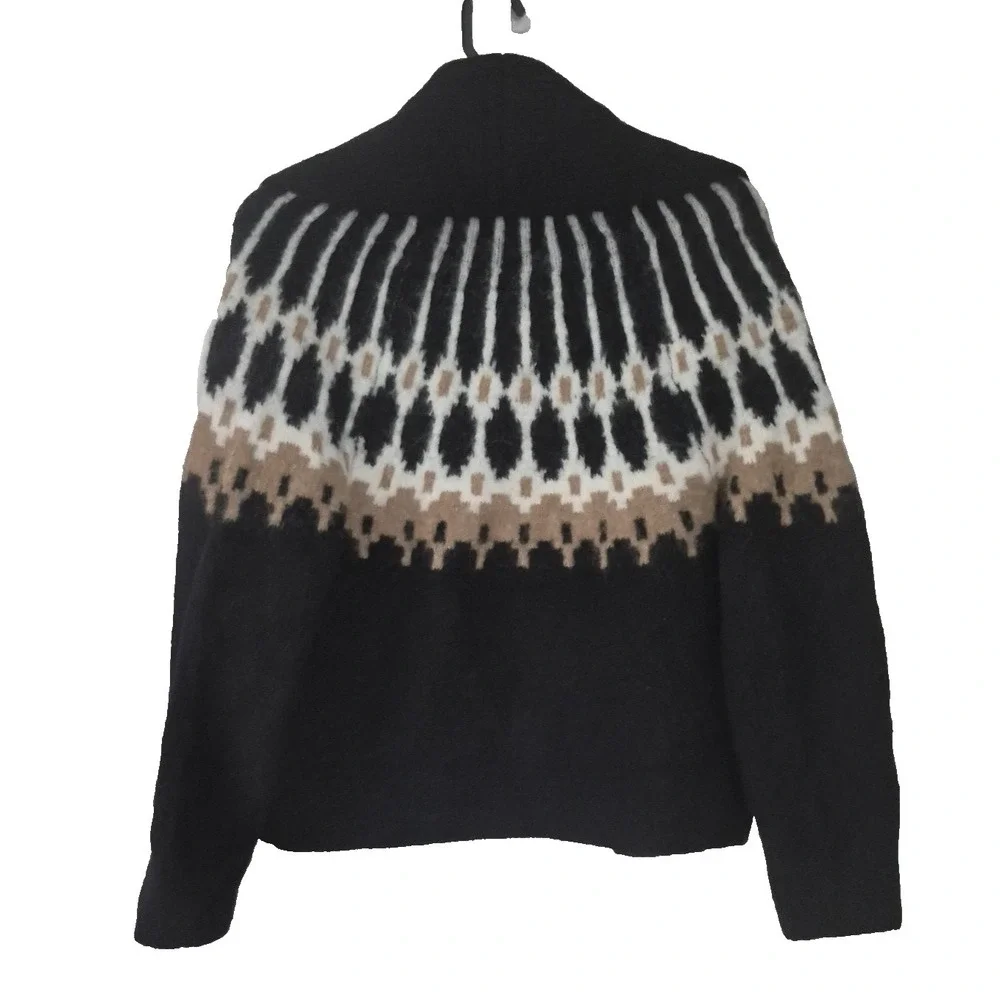 Banana Republic Sweater Womens M Black‎ Fair Isle Alpaca Blend Shawl Cardigan
